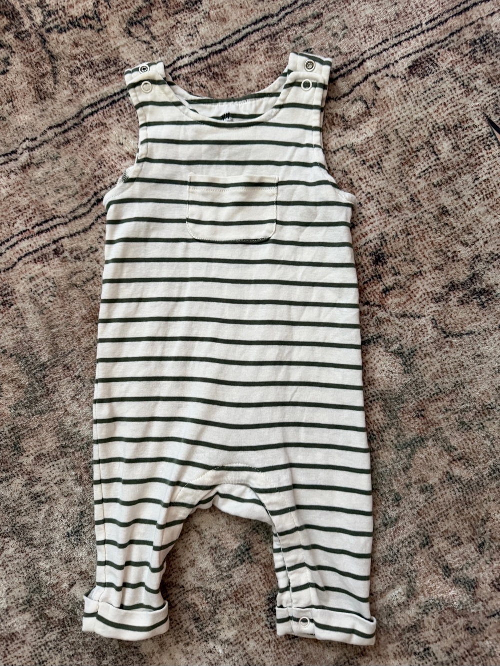 H&M Cream and Green Striped Baby Romper